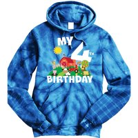 4 Year Old Farm My 4th Birthday Tie Dye Hoodie