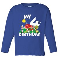 4 Year Old Farm My 4th Birthday Toddler Long Sleeve Shirt