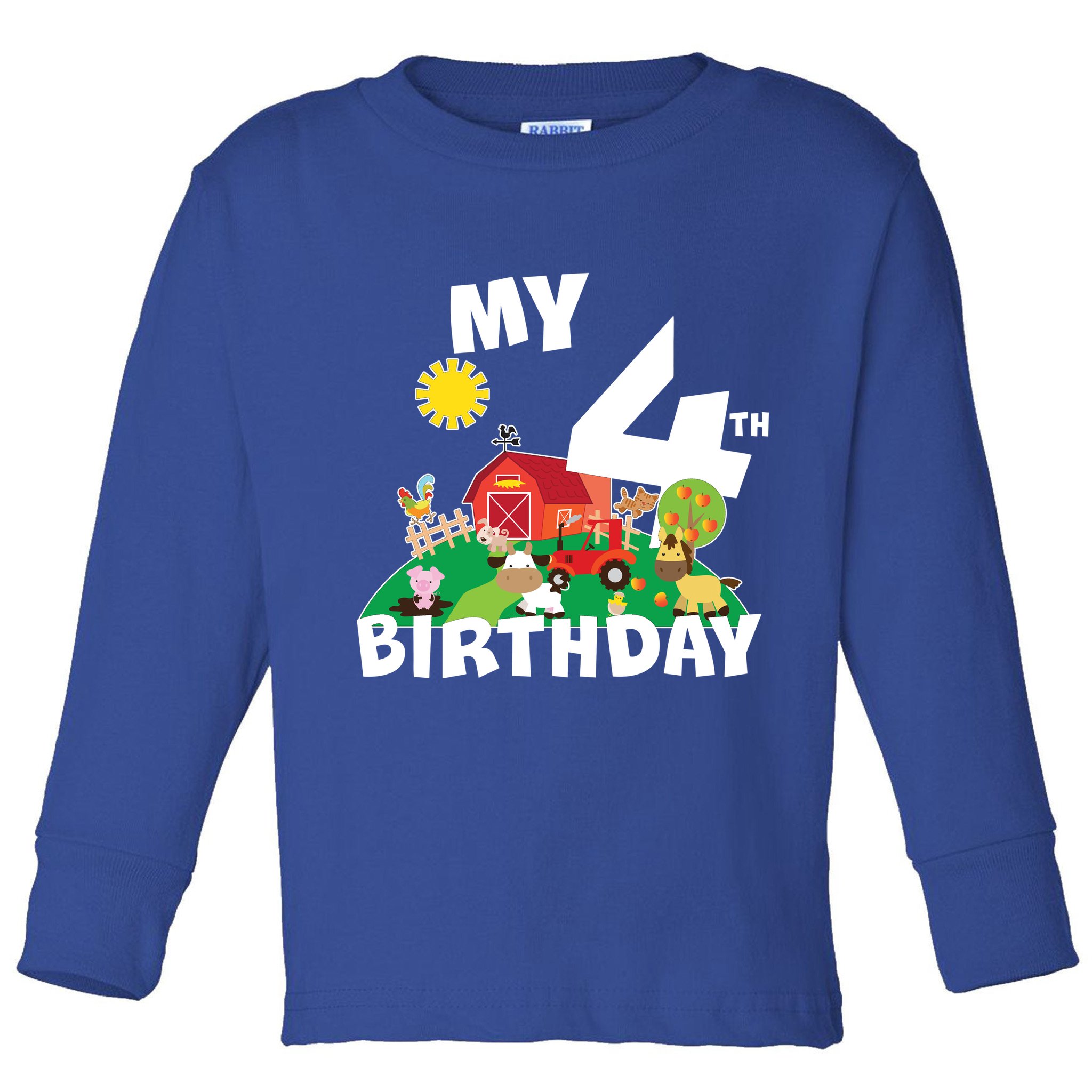 4 Year Old Farm My 4th Birthday Toddler Long Sleeve Shirt