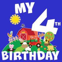 4 Year Old Farm My 4th Birthday Women's V-Neck T-Shirt