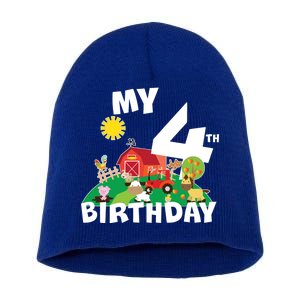 4 Year Old Farm My 4th Birthday Short Acrylic Beanie