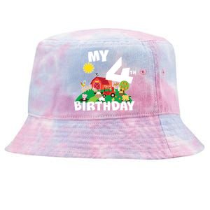 4 Year Old Farm My 4th Birthday Tie-Dyed Bucket Hat