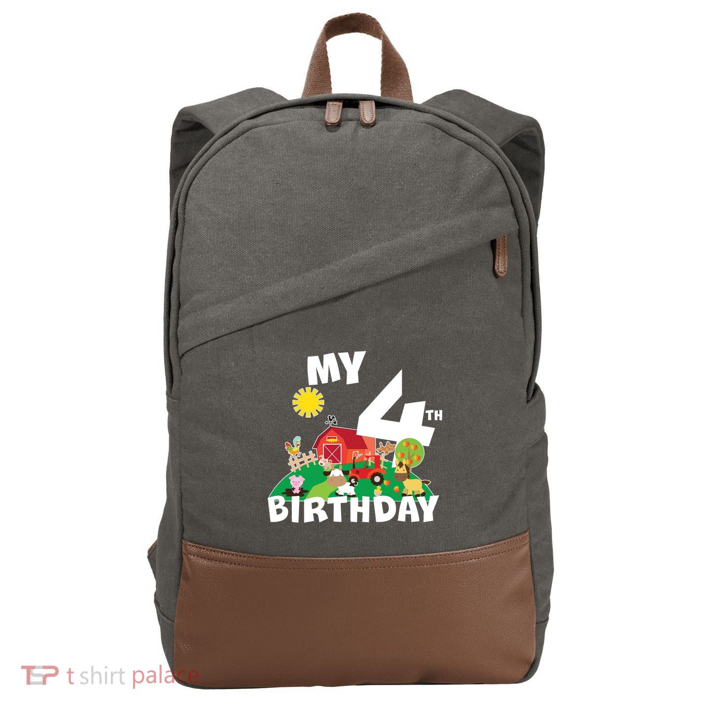 4 Year Old Farm My 4th Birthday Cotton Canvas Backpack