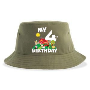 4 Year Old Farm My 4th Birthday Sustainable Bucket Hat