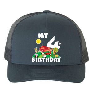 4 Year Old Farm My 4th Birthday Yupoong Adult 5-Panel Trucker Hat