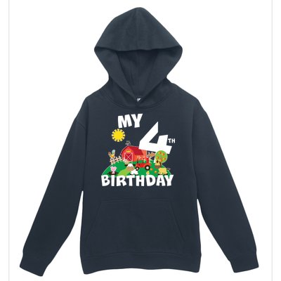 4 Year Old Farm My 4th Birthday Urban Pullover Hoodie