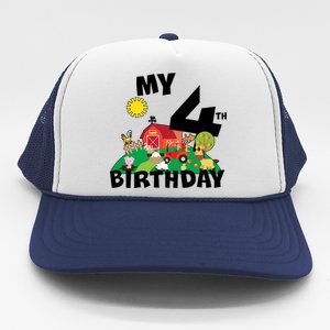 4 Year Old Farm My 4th Birthday Trucker Hat