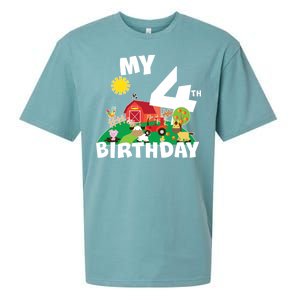 4 Year Old Farm My 4th Birthday Sueded Cloud Jersey T-Shirt