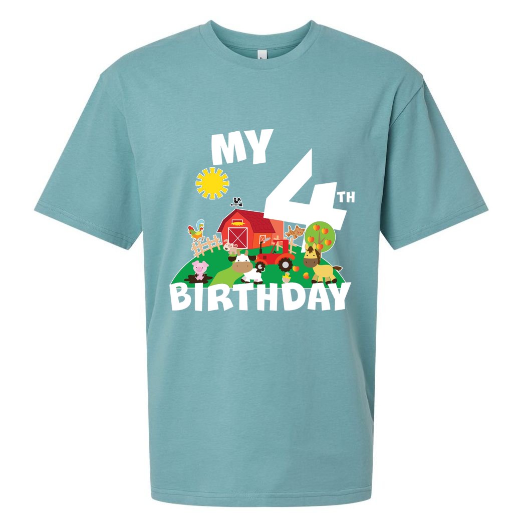 4 Year Old Farm My 4th Birthday Sueded Cloud Jersey T-Shirt
