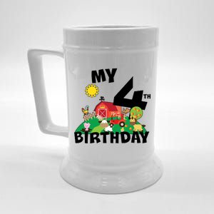 4 Year Old Farm My 4th Birthday Beer Stein