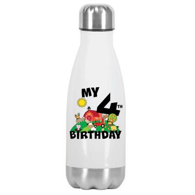 4 Year Old Farm My 4th Birthday Stainless Steel Insulated Water Bottle