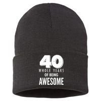 40 Whole Years Of Being Awesome Birthday Sustainable Knit Beanie