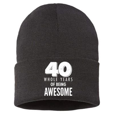 40 Whole Years Of Being Awesome Birthday Sustainable Knit Beanie