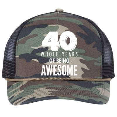 40 Whole Years Of Being Awesome Birthday Retro Rope Trucker Hat Cap