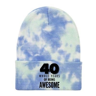 40 Whole Years Of Being Awesome Birthday Tie Dye 12in Knit Beanie