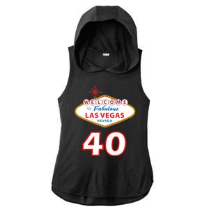 40 Years Old In Vegas - 40th Birthday Ladies PosiCharge Tri-Blend Wicking Draft Hoodie Tank