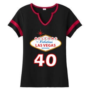 40 Years Old In Vegas - 40th Birthday Ladies Halftime Notch Neck Tee