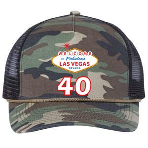 40 Years Old In Vegas - 40th Birthday Retro Rope Trucker Hat Cap