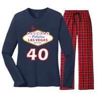 40 Years Old In Vegas - 40th Birthday Women's Long Sleeve Flannel Pajama Set 