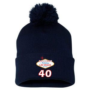 40 Years Old In Vegas - 40th Birthday Pom Pom 12in Knit Beanie