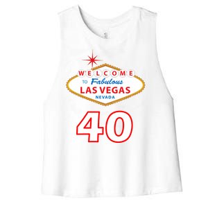 40 Years Old In Vegas - 40th Birthday Women's Racerback Cropped Tank