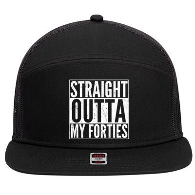 40th Birthday - Straight Outta My Forties 7 Panel Mesh Trucker Snapback Hat