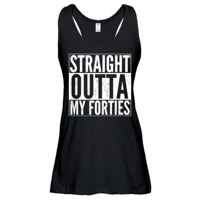 40th Birthday - Straight Outta My Forties Ladies Essential Flowy Tank