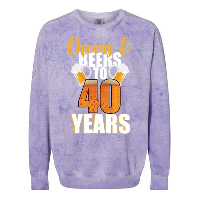 40th Birthday Cheers & Beers To 40 Years Colorblast Crewneck Sweatshirt