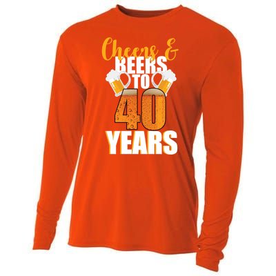 40th Birthday Cheers & Beers To 40 Years Cooling Performance Long Sleeve Crew