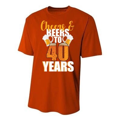 40th Birthday Cheers & Beers To 40 Years Performance Sprint T-Shirt