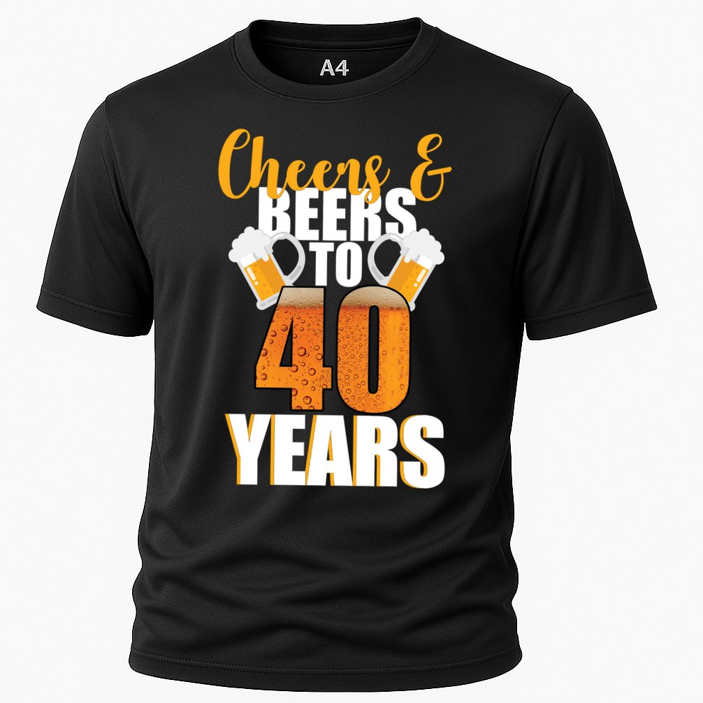 40th Birthday Cheers & Beers To 40 Years Cooling Performance Crew T-Shirt