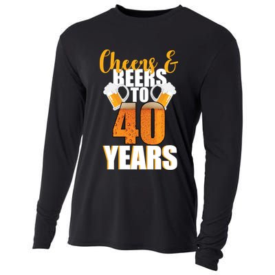40th Birthday Cheers & Beers To 40 Years Cooling Performance Long Sleeve Crew
