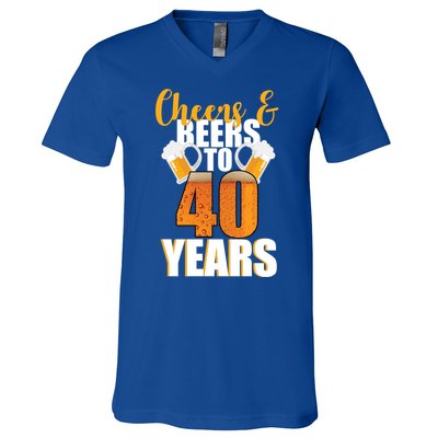 40th Birthday Cheers & Beers To 40 Years V-Neck T-Shirt