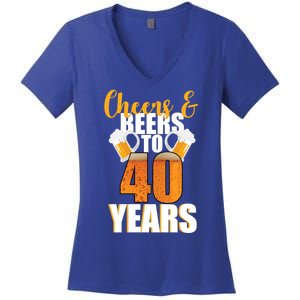 40th Birthday Cheers & Beers To 40 Years Women's V-Neck T-Shirt