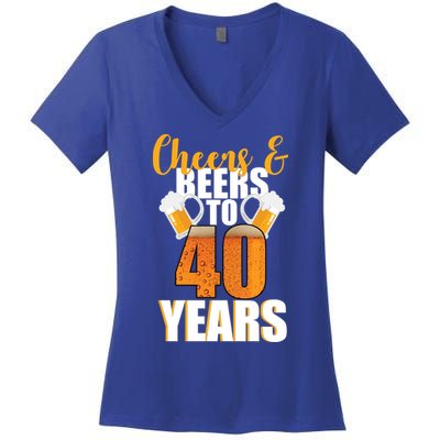 40th Birthday Cheers & Beers To 40 Years Women's V-Neck T-Shirt
