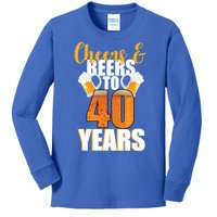 40th Birthday Cheers & Beers To 40 Years Kids Long Sleeve Shirt