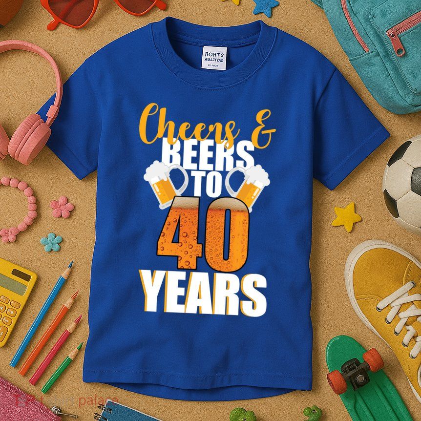 40th Birthday Cheers & Beers To 40 Years Kids T-Shirt