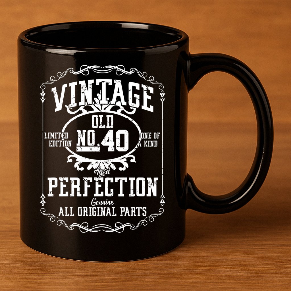40th Birthday Genuine All Original Parts 11oz C Handle Ceramic Mug