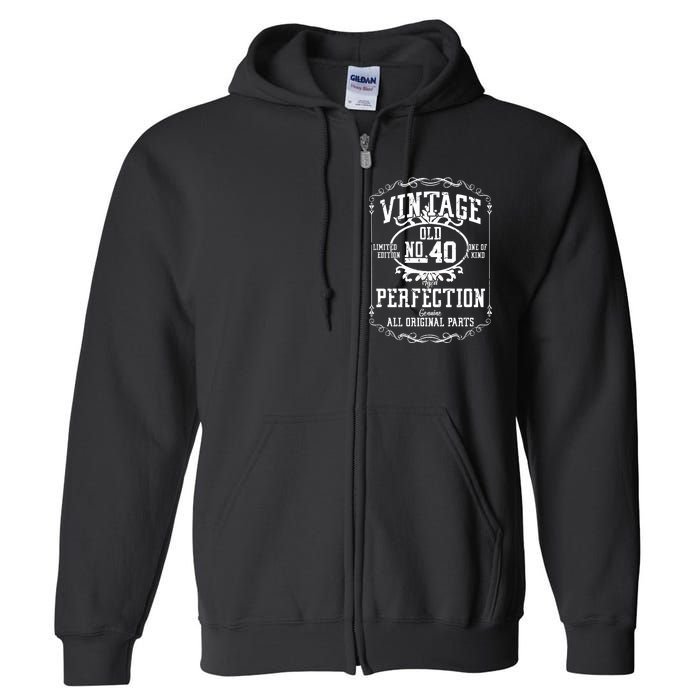 40th Birthday Genuine All Original Parts Full Zip Hoodie