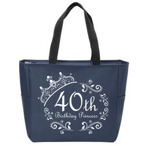 40th Birthday Princess Zip Tote Bag