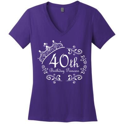 40th Birthday Princess Women's V-Neck T-Shirt