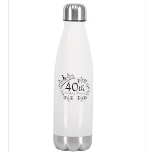 40th Birthday Princess Stainless Steel Insulated Water Bottle