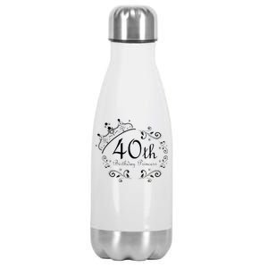 40th Birthday Princess Stainless Steel Insulated Water Bottle