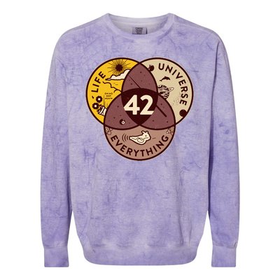 42 Answers To Life Universe Everything Hitchhikers Galaxy Guide Colorblast Crewneck Sweatshirt