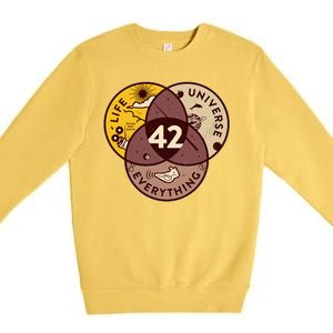 42 Answers To Life Universe Everything Hitchhikers Galaxy Guide Premium Crewneck Sweatshirt