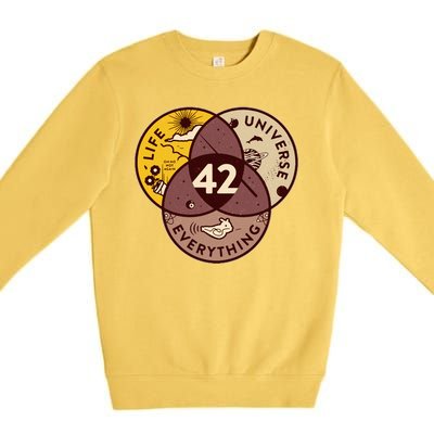 42 Answers To Life Universe Everything Hitchhikers Galaxy Guide Premium Crewneck Sweatshirt