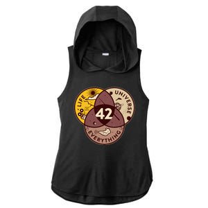 42 Answers To Life Universe Everything Hitchhikers Galaxy Guide Ladies PosiCharge Tri-Blend Wicking Draft Hoodie Tank