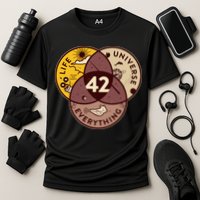 42 Answers To Life Universe Everything Hitchhikers Galaxy Guide Performance Shirt
