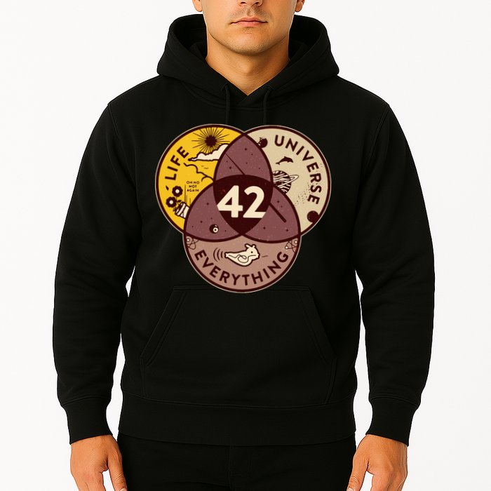 42 Answers To Life Universe Everything Hitchhikers Galaxy Guide Hoodie
