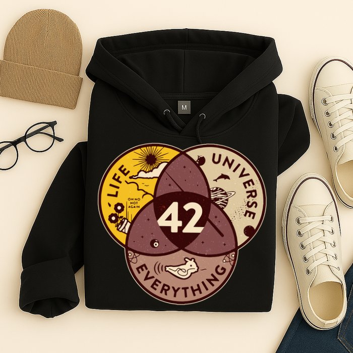 42 Answers To Life Universe Everything Hitchhikers Galaxy Guide Hoodie